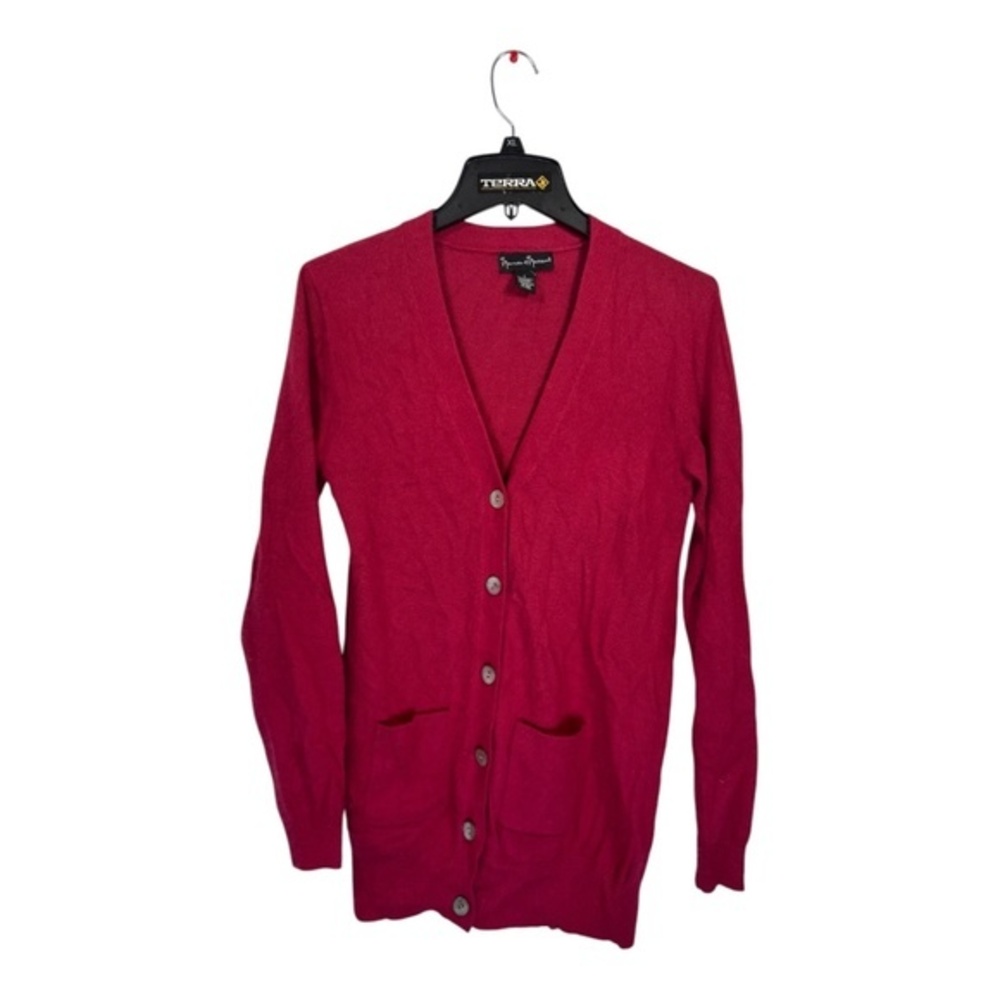 Mercer & Madison Cardigan Womens Size Large Red Angora Blend Shell Button